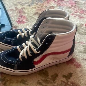 Men’s High-Top Sneakers - Black, White, and Red